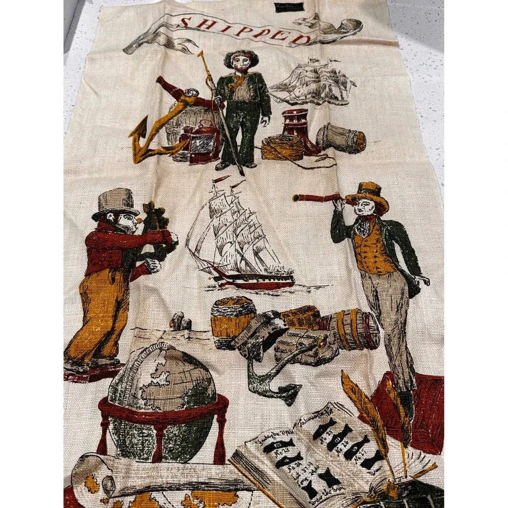 Vintage Kay Dee Hand Prints Linen Tea Towel Nautical John L Gieroch Shipped